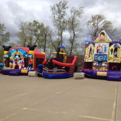Inflatables set up outside