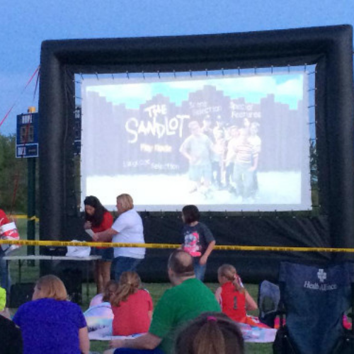 Outdoor movie setup