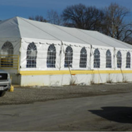 Party tent set up outside