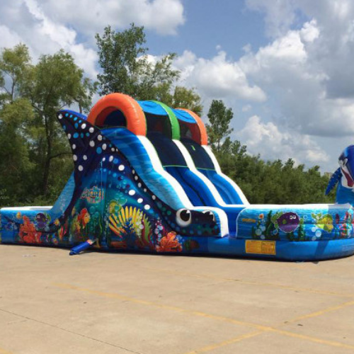 Inflatable set up outside