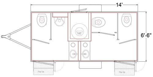 Restroom, 4 stall luxury trailer