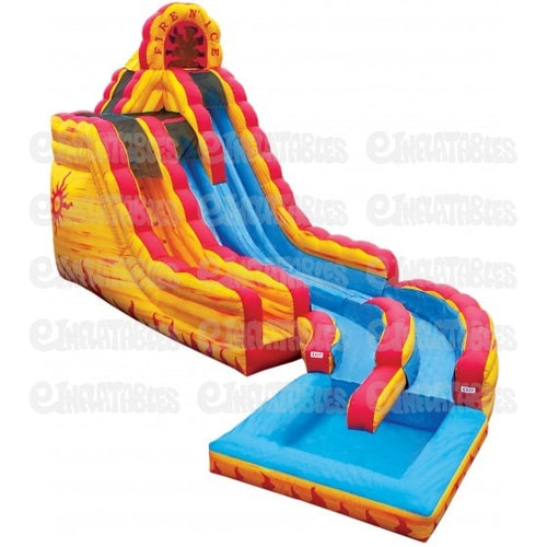 Fire & Ice Double Water Slide Inflatable Bounce House