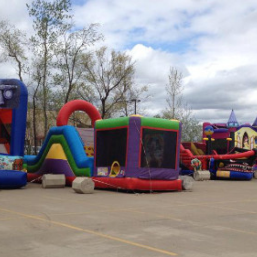 Inflatables set up outside