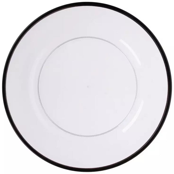 Plate Chargers, clear with black trim