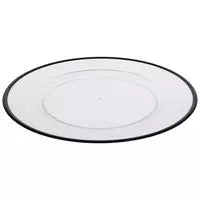 Plate Chargers, clear with black trim
